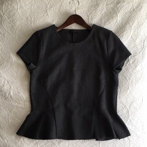 Gray Cap Sleeve Office Top with Tucked Waist